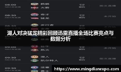 湖人对决猛龙精彩回顾迅雷直播全场比赛亮点与数据分析